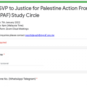 JPAF Study Circle INVITATION to Justice for Palestine Action Front