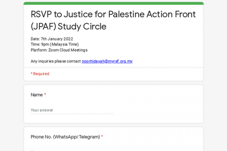 JPAF Study Circle INVITATION to Justice for Palestine Action Front (JPAF) Study ...