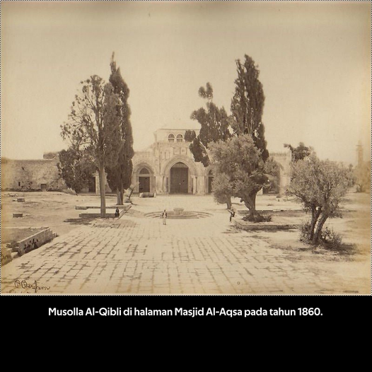 View of al-Qibli Musolla in al-Aqsa compound circa 1860.
 #FreePalestine #alQibl...