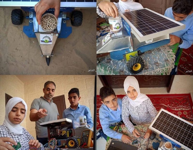 Malak Aburouss (15) and Ibrahim Aburouss (13), invented a seed planting robot wh...