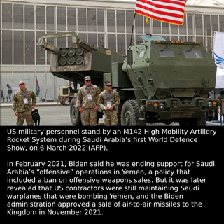 US claims it only sells ‘defensive’ weapons to Saudi Arabia.
