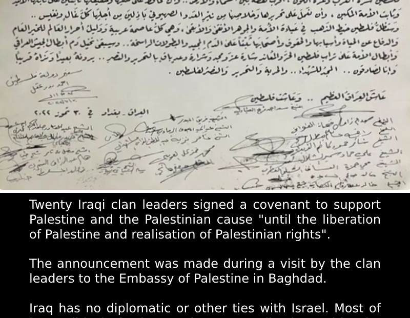 Iraq: clans agree to support Palestine. 
 However, not much can be said to be th...