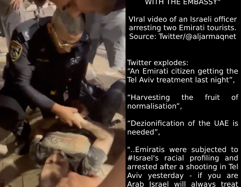 Israeli police accused of racial profiling after arrest of Emirati tourists.
 Th...