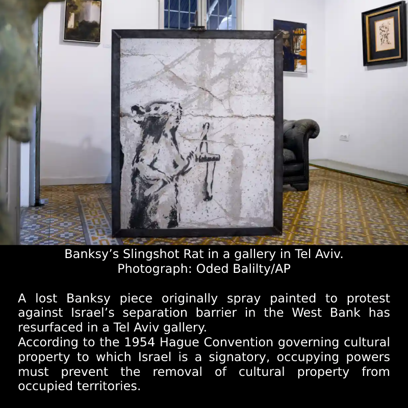 Lost Banksy protest painting sprayed in West Bank resurfaces in