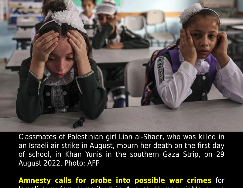 Investigate war crimes during August offensive on Gaza.
 READ: 
 #Amnesty #Apart...