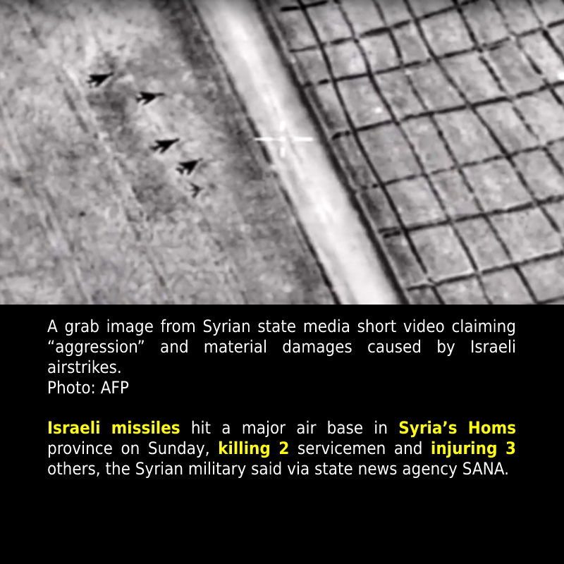 Syria: Israel strikes air base in Homs, killing two soldiers,