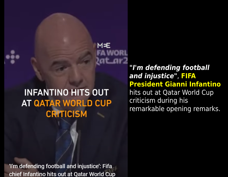 World Cup 2022: Fifa chief Infantino accuses critics of Qatar of ‘hypocrisy’.
 W...