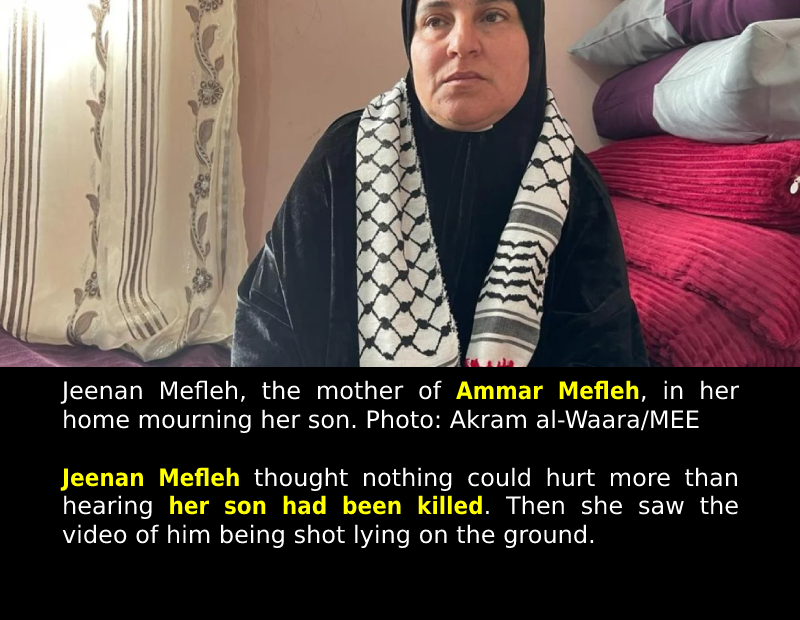 An Israeli killed her son at point blank and tore this Palestinian family apart....