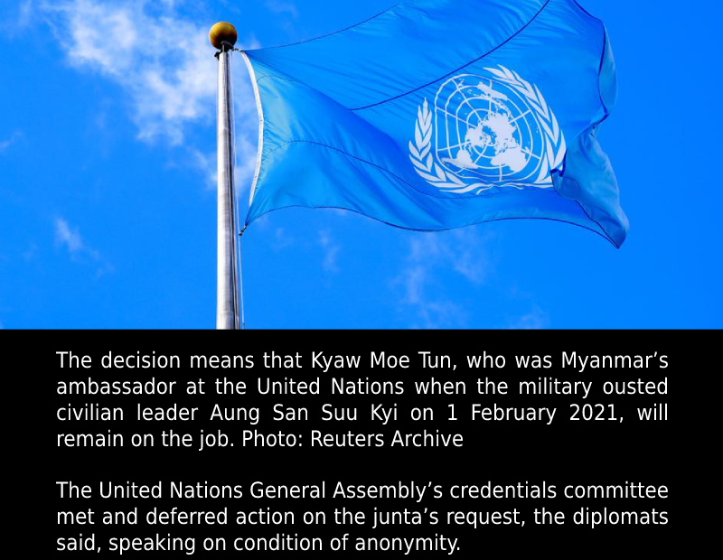 UN again blocks Myanmar military from taking UN seat.
 READ: 
 #CriminaliseWar #...