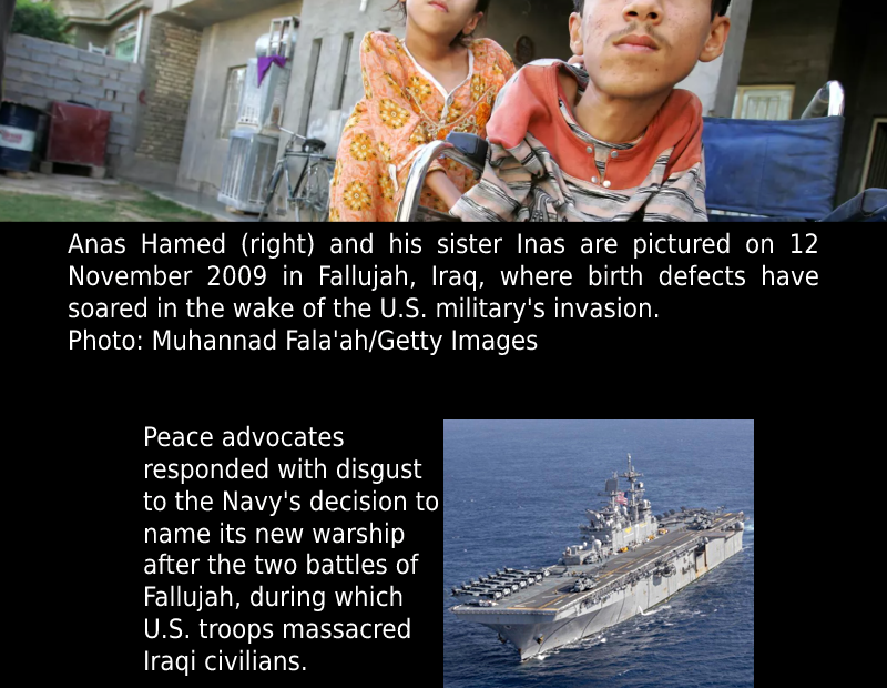 ‘Shameful’: Critics Denounce US Warship Named ‘Fallujah,’ Site of Civilian Massa...